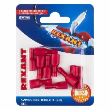 Клемма плоская Rexant, полностью изолированная гнездо - 7.4 мм, 0.5-1.5 мм², (РППи-м 1.5-(6.3)/FDFD1.25-250), в упак. 10 шт.