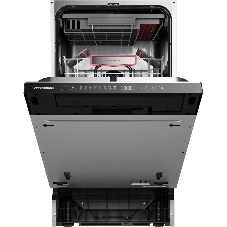 Встраиваемая посудомоечная машина Kuppersberg GHL 4530, High-Tech, 45 см, 11 комплектов, 8 программ, 3 корзины, лифт-механизм, конденсационная сушка, луч на полу, полная защита от протечек, индикатор отсутствия соли и ополаскивателя, отображение времени мытья, сенсорное управление, самодиагностика неисправностей, защита от детей, уровень шума 42 дб, энергоэффективность А