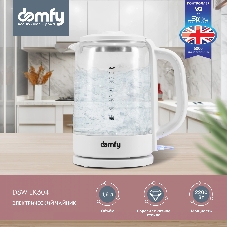 Чайник электрический Domfy DSW-EK304 1.7л. 2200Вт белый (корпус: стекло)