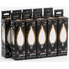 Лампа светодиодная филаментная Gauss Filament 5Вт цок.: E14 свеча 220B св. свеч. бел. теп. (упак.: 10 шт)
