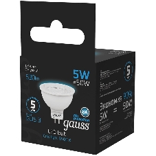 Лампа светодиодная Gauss 101505305 5Вт цок.: GU5.3 рефлек. 220B 6500K св. свеч. бел. хол. (упак.: 10 шт)