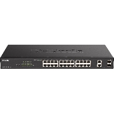 Коммутатор D-Link DGS-1100-26MPV2/A3A, 24×1 Гбит/с + 2×1 Гбит/с SFP, настраиваемый