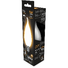 Лампа светодиодная филаментная Gauss Filament 5Вт цок.: E14 свеча 220B св. свеч. бел. теп. (упак.: 10 шт)