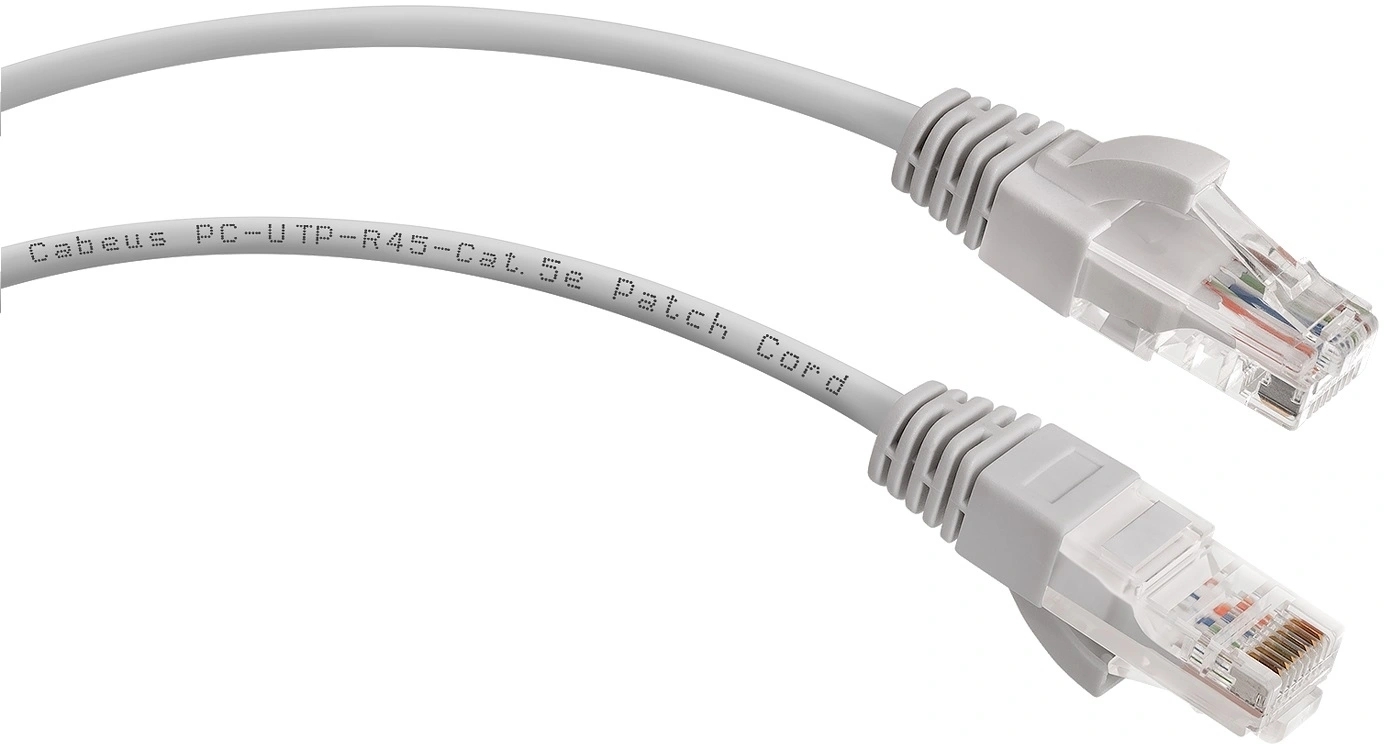 Патч-корд Cabeus PC-UTP-RJ45-Cat.5e-2m U/UTP, cat.5е, 2xRJ45/8p8c, неэкранированный, серый, PVC, 2м