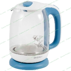 Чайник Energy E-281 1.7 л, стекло, бело-голубой (164117)
