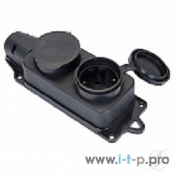Роз. двухмест. с защит. крышками каучуковая 230В 2P+PE 16A IP44 EKF PROxima