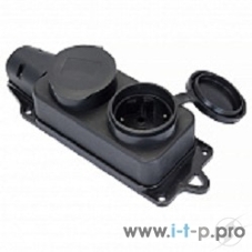 Роз. двухмест. с защит. крышками каучуковая 230В 2P+PE 16A IP44 EKF PROxima