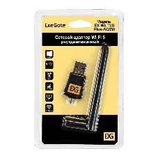 Сетевой адаптер Wi-Fi 5 двухдиапазонный ExeGate EX-W5-T2U Plus-AC650 (Wi-Fi AC (a/b/g/n/ac), чипсет Realtek8811, 2.4 ГГц до 200 Мбит/с + 5 ГГц до 433 Мбит/с, внешняя съемная 2dBi антенна, USB 2.0)