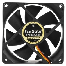 Вентилятор для корпуса ExeGate EX08025S3P-24 черный, 80 мм, 2850 об/мин, 28 дБ, 3 pin