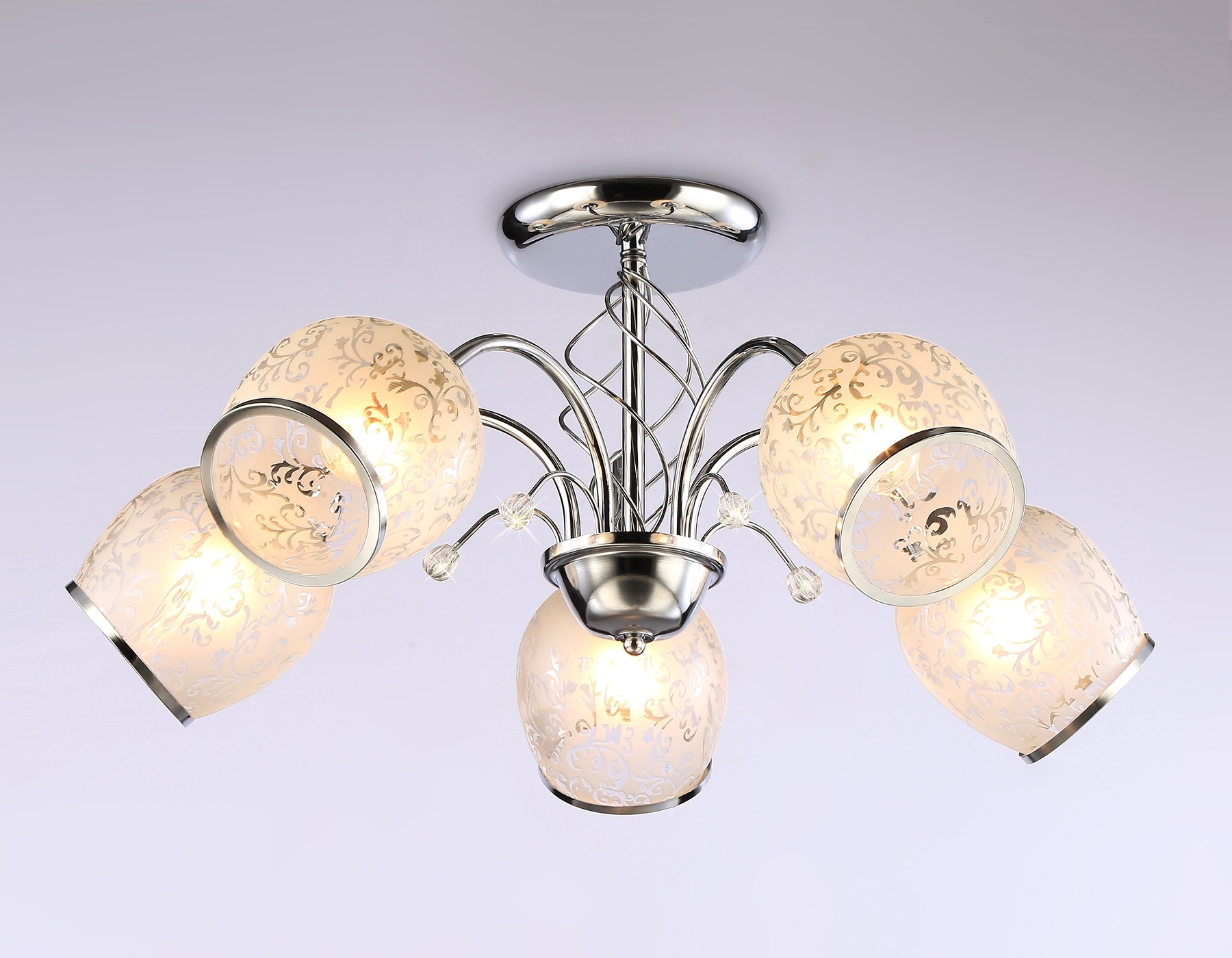 Светильник Ambrella light TR3188/5 CH/CL/FR хром/прозрачный/белый матовый E27/5 max 40W D600*285