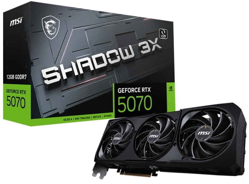 Видеокарта MSI PCI-E 5.0 RTX 5070 12G SHADOW 3X NVIDIA GeForce RTX 5070 12Gb 192bit GDDR7 2542/28000 HDMIx1 DPx3 HDCP Ret