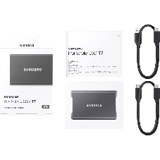 Внешний SSD Samsung T7, 2TB, USB 3.2 Gen 2 Type-C, R/W 1050/1000, титан