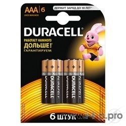 Батарейка Duracelll LR03-6BL BASIC (6/60/33840)