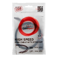 Кабель Cablexpert HDMI CC-HDMI490-15, 19M/19M, v2.0, медь, позол.разъемы, экран, плоский кабель, 1м, черный, пакет