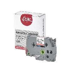 Кассета с лентой S'OK by Sakura Printing TZE445 для Brother, белый на красном, 18мм/8м, наклейка