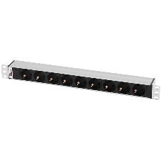 Блок розеток Rem-10 без шнура с инд., 9 Sсhuko, вход IEC 60320 C14, 10A, алюм., 19