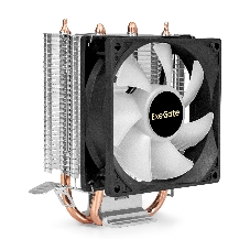 Кулер ExeGate Wizard EXX200-PWM.RGB (Al+Cu, 2 тепл.трубки, LGA775/1150/1151/1155/1156/1200/1700/1851/AM2/AM2+/AM3/AM3+/AM4/AM5/FM1/FM2/754/939/940, TDP 95W, Fan 90мм, PWM, 800-2400RPM, Hydro bearing, 4pin, 11-24db, 305г, RGB подсветка, с термопастой, на защелках, RTL)