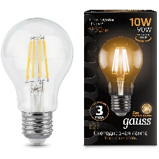 Лампа светодиодная филаментная Gauss 10Вт цок.: E27 шар 220B 2700K св. свеч. белый теп. A60 (упак.: 10 шт) (102802110)