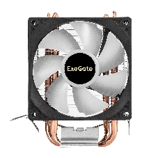 Кулер ExeGate Wizard EXX200-PWM.RGB (Al+Cu, 2 тепл.трубки, LGA775/1150/1151/1155/1156/1200/1700/1851/AM2/AM2+/AM3/AM3+/AM4/AM5/FM1/FM2/754/939/940, TDP 95W, Fan 90мм, PWM, 800-2400RPM, Hydro bearing, 4pin, 11-24db, 305г, RGB подсветка, с термопастой, на защелках, RTL)