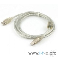 Кабель USB2.0 Cablexpert CCF-USB2-AMBM-TR-15, AM/BM, медь, двойн.экран, фер.кольцо, Pro, 4.5м, прозрач, пакет