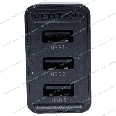 Сетевое зарядное устройство Vention на 3 порта USB 2.4A черный