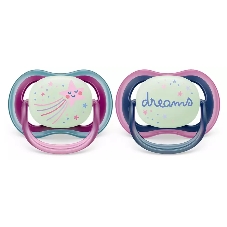 Пустышка Philips Avent ultra air, ночная, звезда/DREAMS, 6-18 мес., 2 шт.