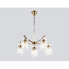 Люстра Ambrella light LH56031/5+1 BS/CL латунь/прозрачный E14*6 max 40W D680*1200
