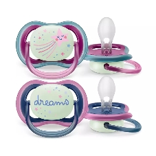 Пустышка Philips Avent ultra air, ночная, звезда/DREAMS, 6-18 мес., 2 шт.