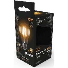 Лампа светодиодная филаментная Gauss 10Вт цок.: E27 шар 220B 2700K св. свеч. белый теп. A60 (упак.: 10 шт) (102802110)