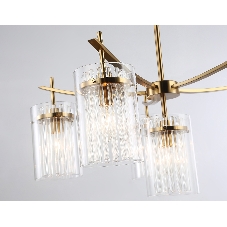 Люстра Ambrella light LH56031/5+1 BS/CL латунь/прозрачный E14*6 max 40W D680*1200