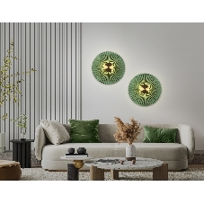 Настенный светильник Ambrella light LH72649 BK/GR латунь/зеленый 6W 3000K D300*100