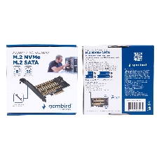 Адаптер Gembird для двух SSD M.2 (NVMe+SATA) в разъем PCI-e MF-PCIE-NVME-SATA, коробка
