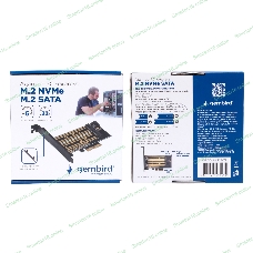 Адаптер Gembird для двух SSD M.2 (NVMe+SATA) в разъем PCI-e MF-PCIE-NVME-SATA, коробка