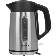 Чайник электрический Bosch TWK4P440 1.7 л, 2400 Вт, нержавеющая сталь/черный (корпус: нержавеющая сталь)