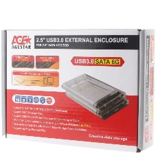 Внешний корпус для HDD/SSD AgeStar 3UB2P4C SATA III пластик прозрачный 2.5