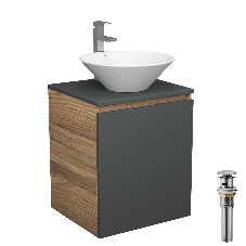Тумба Bau Dream Blackwood 50 графит, раковина BAU Dream D43, смеситель для раковины высокий Hotel Still, нержавеющая сталь, выпуск клик клак, хром