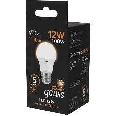 Лампа светодиодная Gauss A60 12Вт цок.: E27 шар 220B 3000K св. свеч. бел. теп. A60 (упак.: 10 шт)