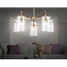 Люстра Ambrella light LH56031/5+1 BS/CL латунь/прозрачный E14*6 max 40W D680*1200