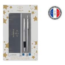 Набор ручек Parker Jotter Core FK61 (CW2093258) Stainless Steel CT сталь нержавеющая, подарочная коробка ручка перьевая, ручка шариковая