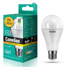Лампа cветодиодная Camelion LED20-A65/830/E27 20Вт 220В 13164