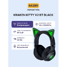 Гарнитура Razer Kraken Kitty V2 BT чёрный, беспроводная, Bluetooth, подсветка Razer Chroma RGB