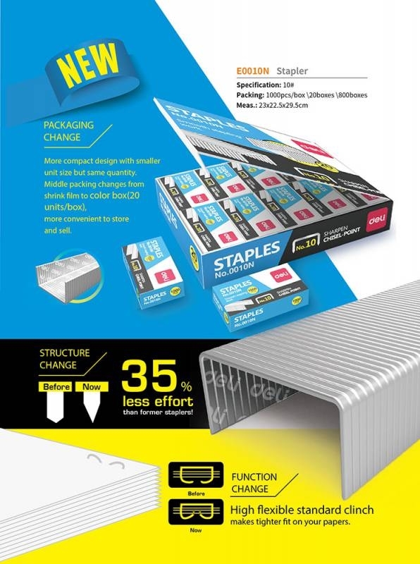 Скобы для степлера N10 Deli E0010N (упаковка: 1000шт.)