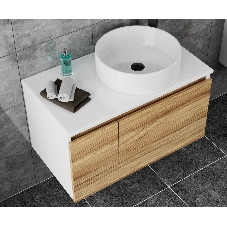 Тумба с раковиной и выпуском (Тумба Bau Dream Blackwood 80, умывальник BAU Dream круглая D41, выпуск клик клак, черный)