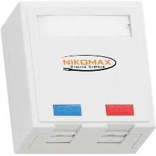 Розетка RJ-45+RJ-45 открытый монтаж категория 5e, белый, NIKOMAX (NMC-WO2UD2-FT-ST-WT)