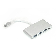 Адаптер Type-C на USB 3.0*3 + Type-С для MacBook серебристый Адаптер Type-C на USB 3.0*3 + Type-С для MacBook серебристый