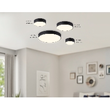 Потолочный светодиодный светильник Ambrella light FV5517 BK черный LED 18W 3000K D160*58 (Без ПДУ)