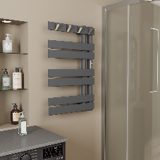 Полотенцесушитель дизайнерский электрический BAU Wind Hook Gun Grey 80х50, подключение нижнее, темно