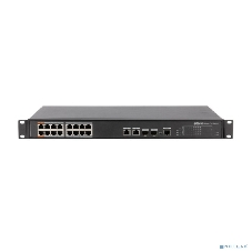 Коммутатор Dahua DH-PFS4218-16ET-190, 16×100 Мбит/с PoE + 2×1 Гбит/с Combo, управляемый