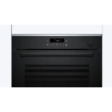 Встраиваемый духовой шкаф Bosch HRG232EB3 Serie 4 с добавлением пара Bosch, Auto Pilot 15, объем 71 л, 8 режимов нагрева, 3D Hotair, Soft move door,телескопические направляющие 1уровень,гидролиз+каталитическая очистка задней стенки,сенсорное управление,черный+профиль из нержавеющей стали