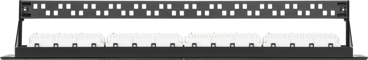 Патч-панель 19дюйм 1U 24 порта кат.5e (класс D) 100МГц RJ45/8P8C 110/KRONE T568A/B неэкран. с органайзером черный NIKOMAX NMC-RP24UD2-1U-BK
